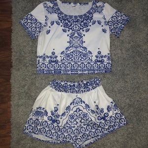 2 piece set crop top and shorts.